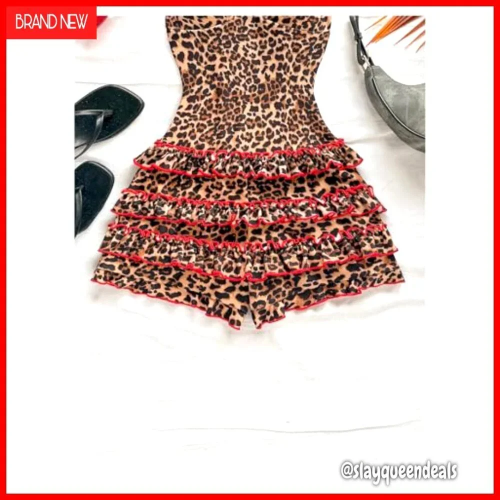 Medium Polyester Blend Halter Romper Sleeveless Backless Party Jumpsuit